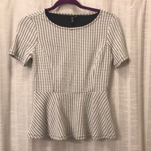 Professional grey and white peplum top